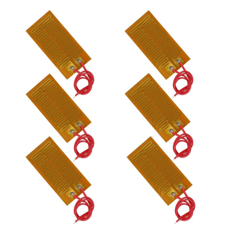 ALMOCN 6PCS Film Heater Plate 12V 7W Self-Adhesive Flexible Polyimide Heater Plate PI Heating Film with Cord 150mm, 25 x 50mm - Image 1